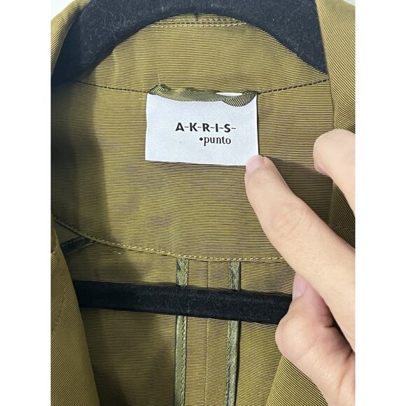 Akris Punto Blazer Womens Size 4 Open Front Tailored Waist Green Office Cropped - Picture 4 of 16